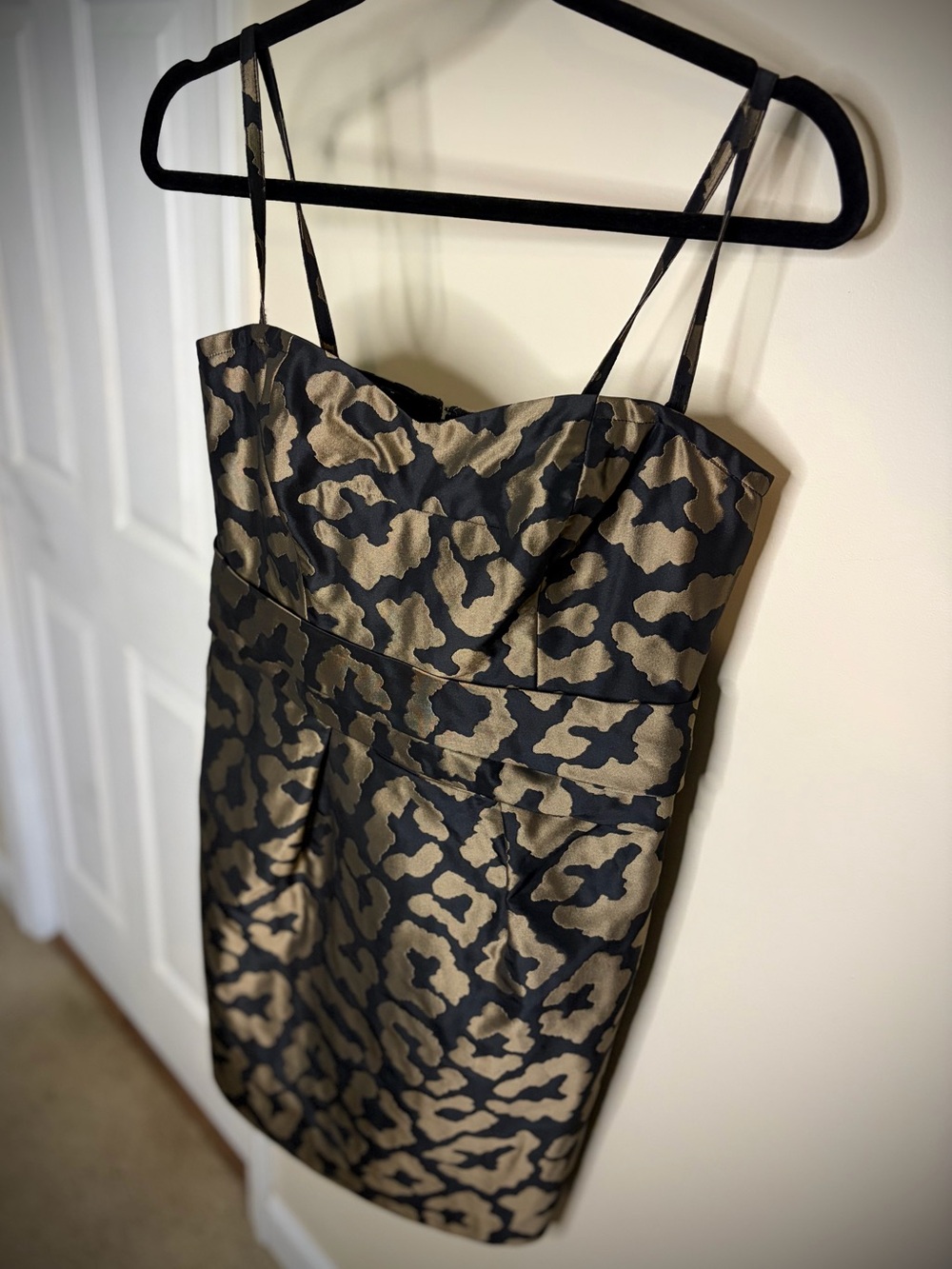 Etcetera Black and Gold Leopard-Print Mini Dress #1257